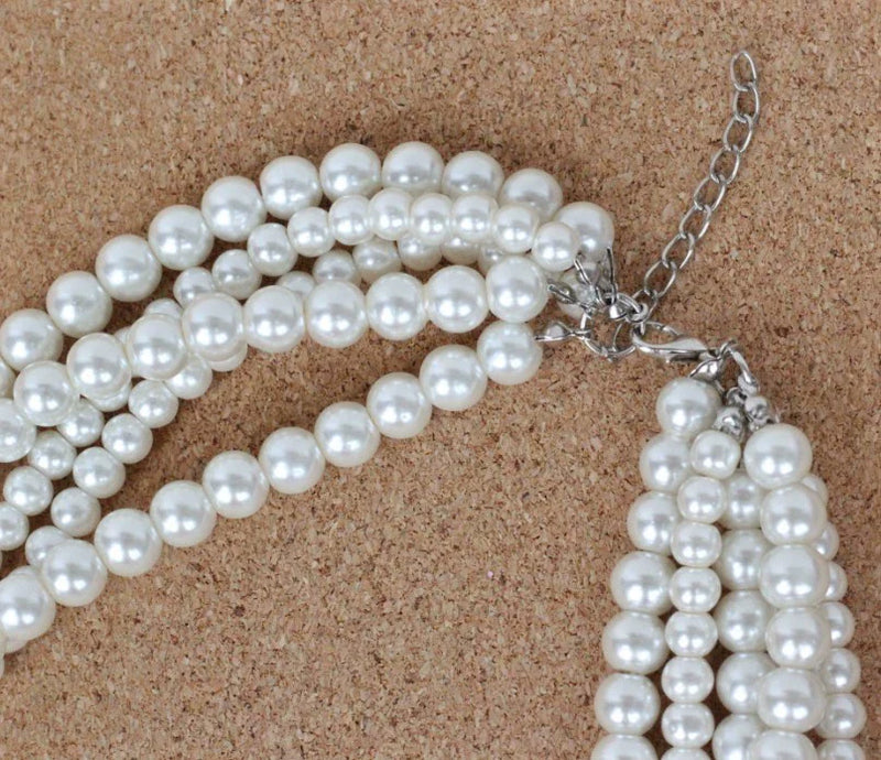 Multi Layer Pearl Necklace Luxury Chain Long Pearl Woman Necklace
