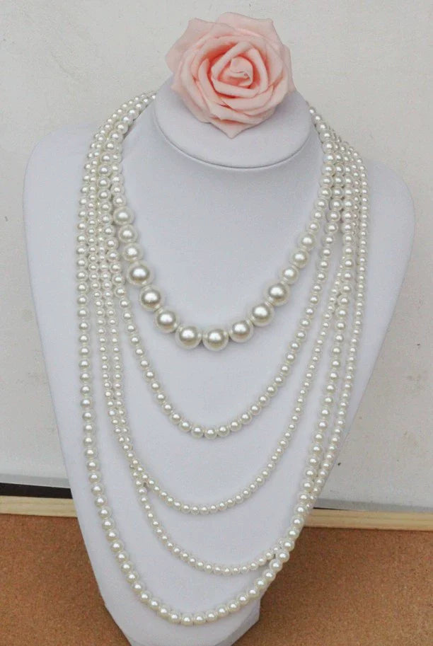 Multi Layer Pearl Necklace Luxury Chain Long Pearl Woman Necklace