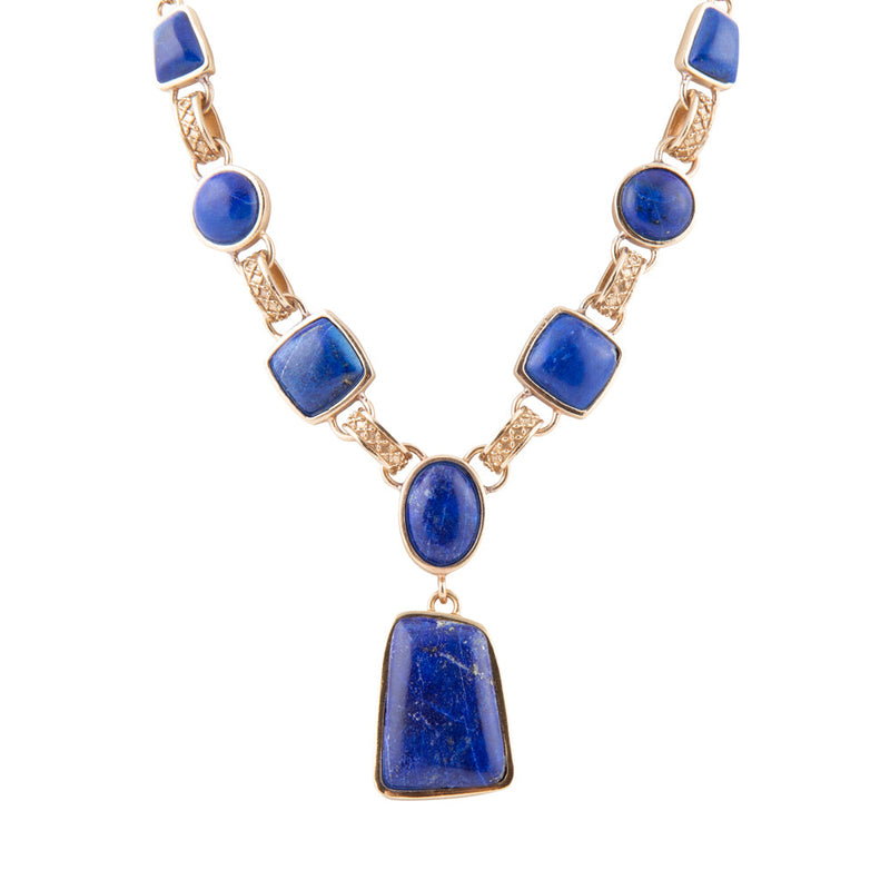 Royal Blue Lapis Golden Pendant Necklace