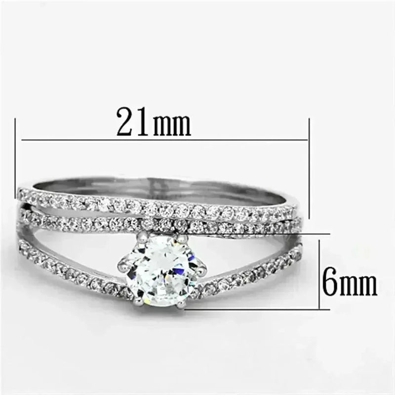 925 Sterling Silver Rhodium Ring – AAA Clear CZ Brilliance