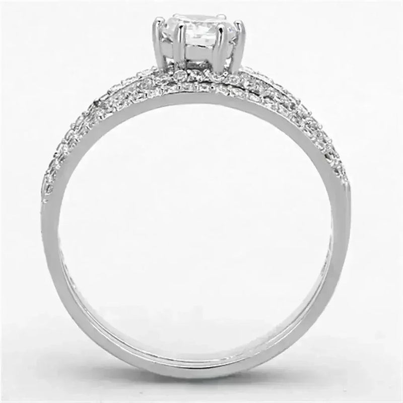 925 Sterling Silver Rhodium Ring – AAA Clear CZ Brilliance