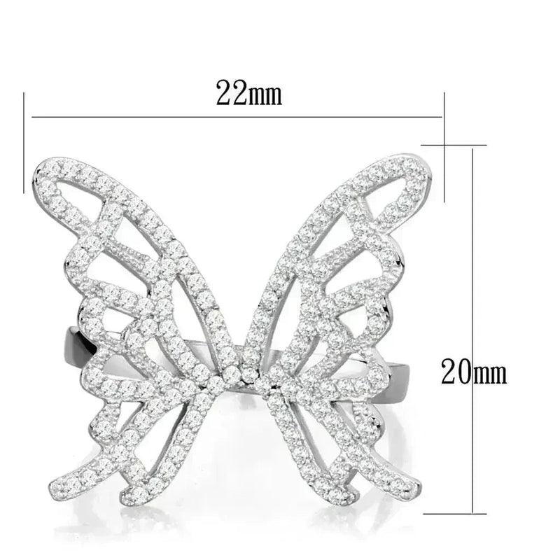 TS330 Rhodium Sterling Silver Ring – AAA Clear CZ Solitaire