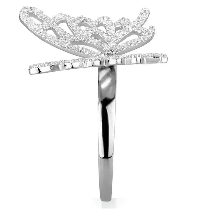 TS330 Rhodium Sterling Silver Ring – AAA Clear CZ Solitaire