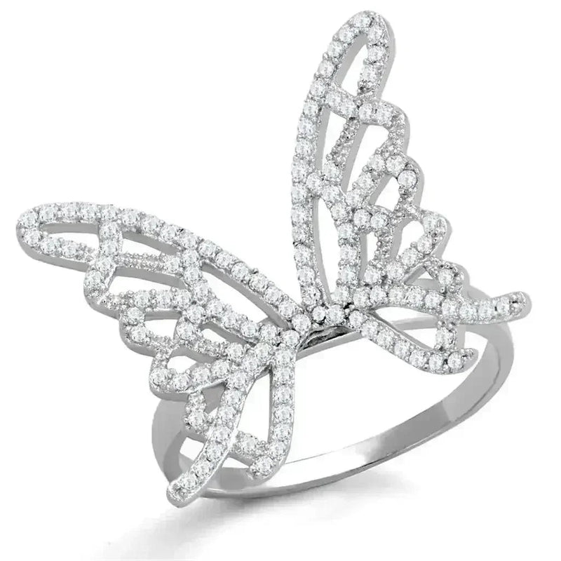 TS330 Rhodium Sterling Silver Ring – AAA Clear CZ Solitaire