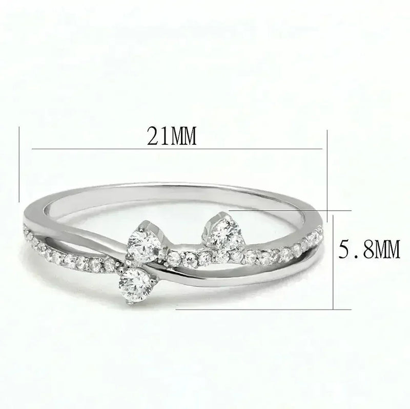 TS581 Rhodium Sterling Silver Ring – AAA Clear CZ Solitaire