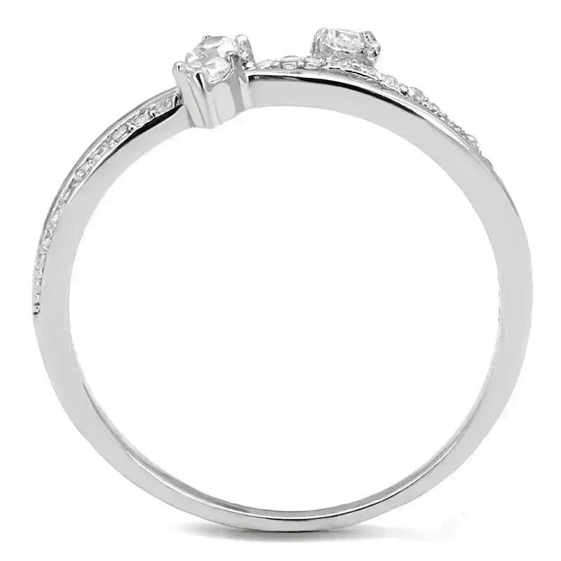 TS581 Rhodium Sterling Silver Ring – AAA Clear CZ Solitaire