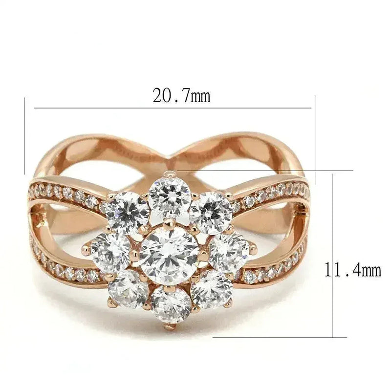 TS586 Rose Gold Sterling Silver Ring – AAA Clear CZ Solitaire