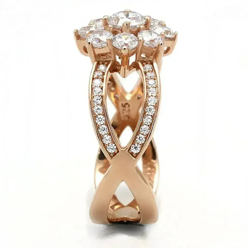 TS586 Rose Gold Sterling Silver Ring – AAA Clear CZ Solitaire