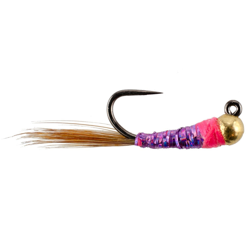 Tungsten Hot Spot Purple Perdigon Tactical  Nymph Fly - 12 Flies Size 16