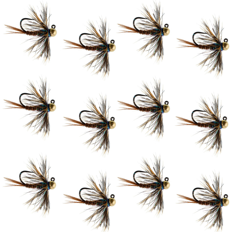 Tungsten Soft Hackle Pheasant Tail Tactical Euro Jig - 12 Flies Size 16