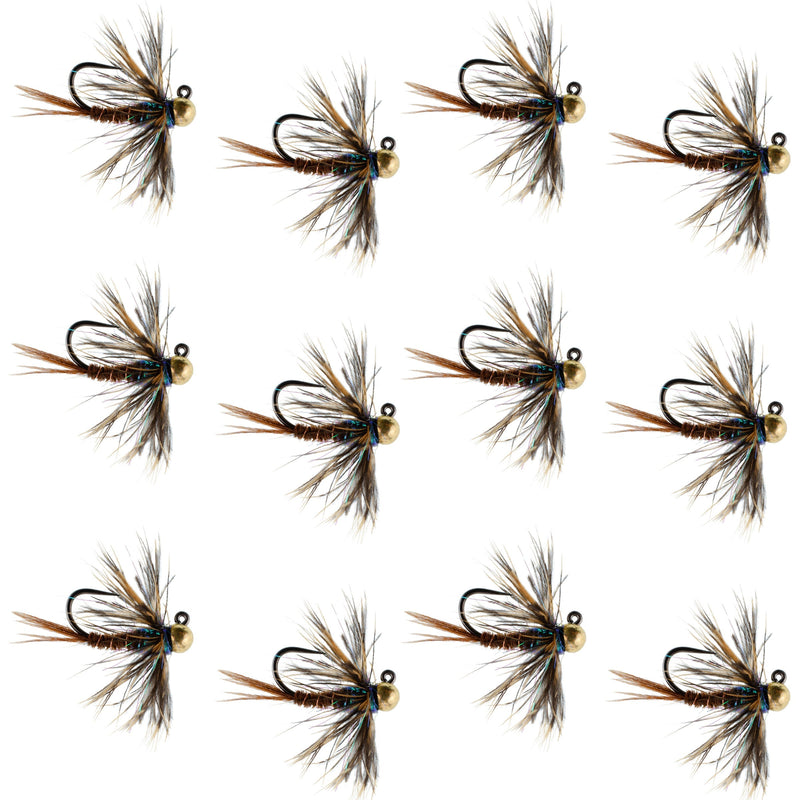 Tungsten Soft Hackle Pheasant Tail Tactical Euro Jig - 12 Flies Size 14