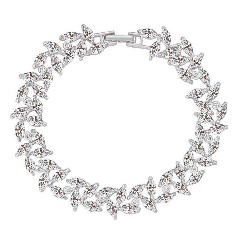 Tennis Bracelet with Marquise Cut Cubic Zirconia