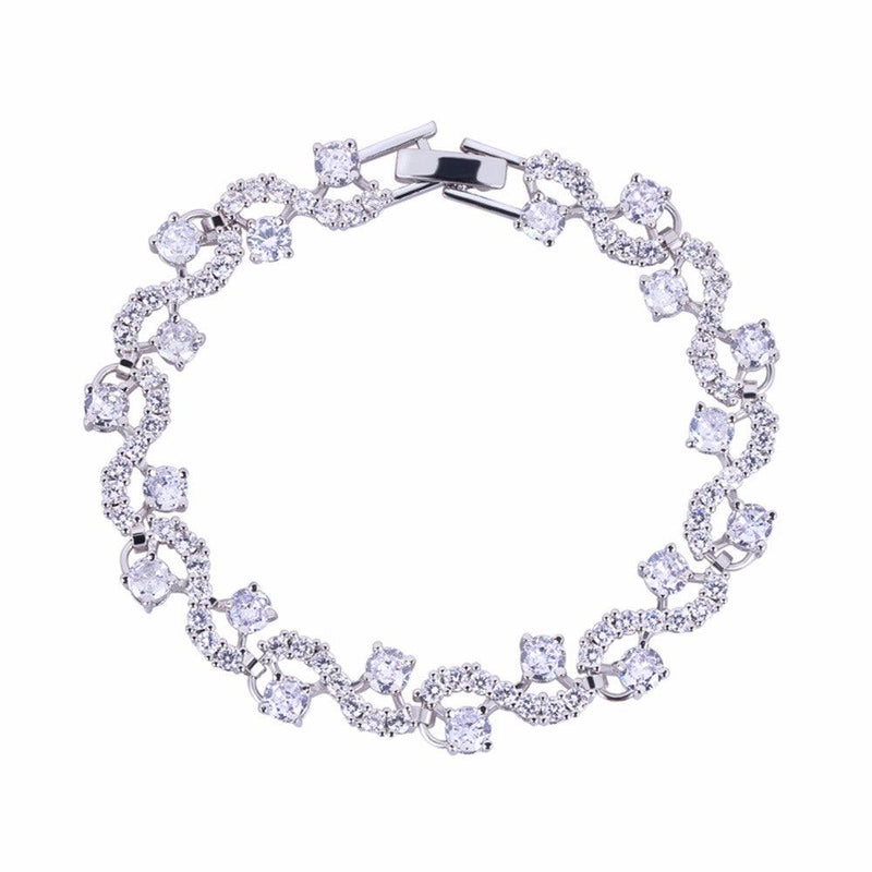 Tennis Bracelet with Round Cut White Diamond Cubic Zirconia