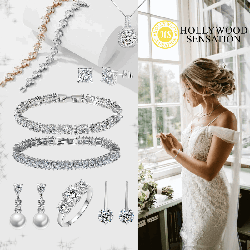 Tennis Bracelet with Round Cut White Diamond Cubic Zirconia