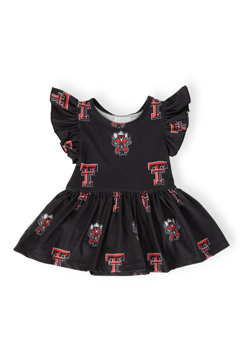 Texas Tech Black Raider Red S/S Flutter Twirl Bodysuit