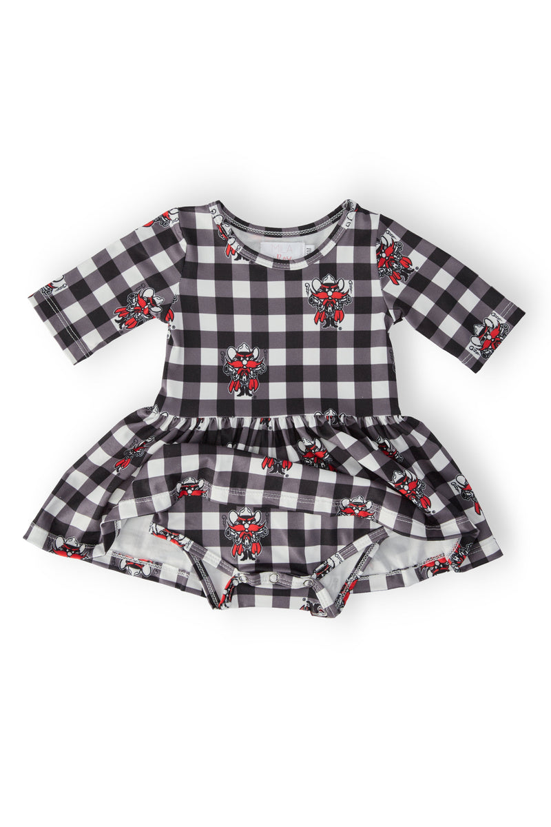 Texas Tech Plaid Raider Red 3/4 Sleeve Twirl Bodysuit
