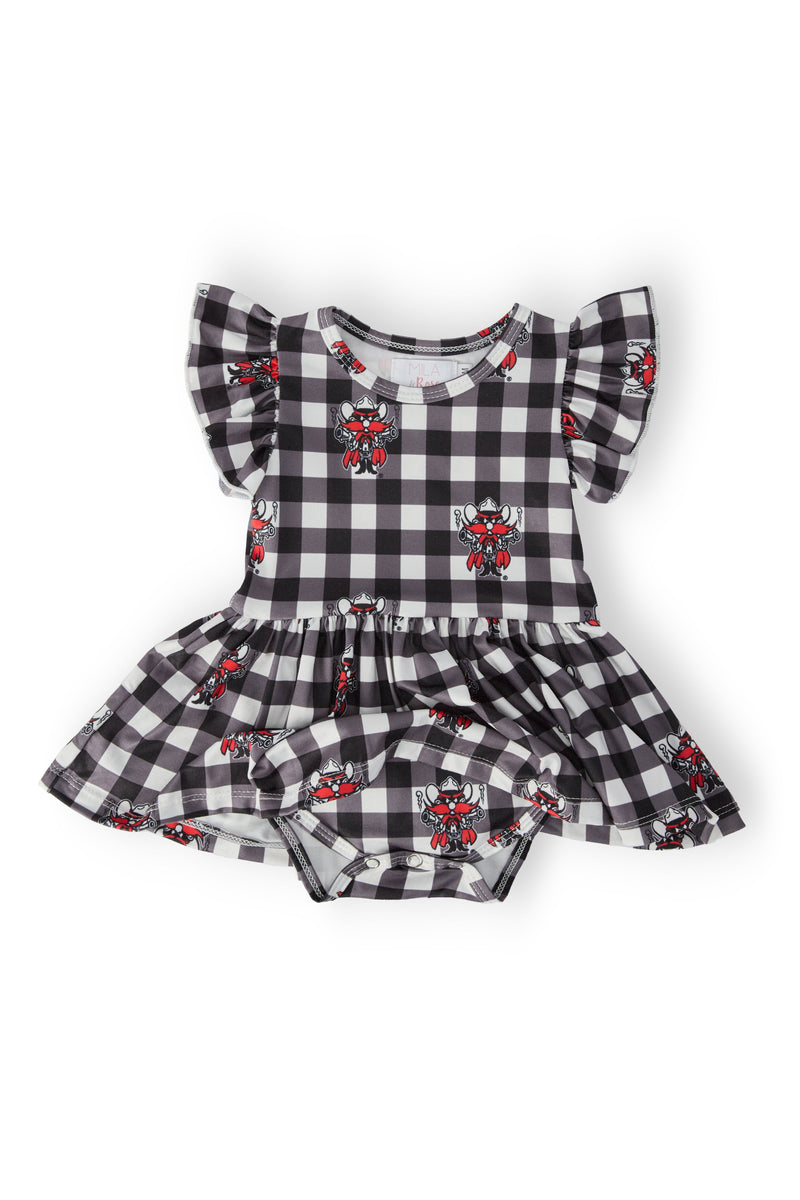 Texas Tech Plaid Raider Red S/S Flutter Twirl Bodysuit
