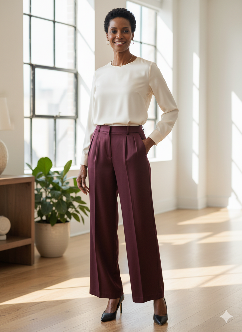 The Bordeaux Palazzo Pants by Molly Bracken