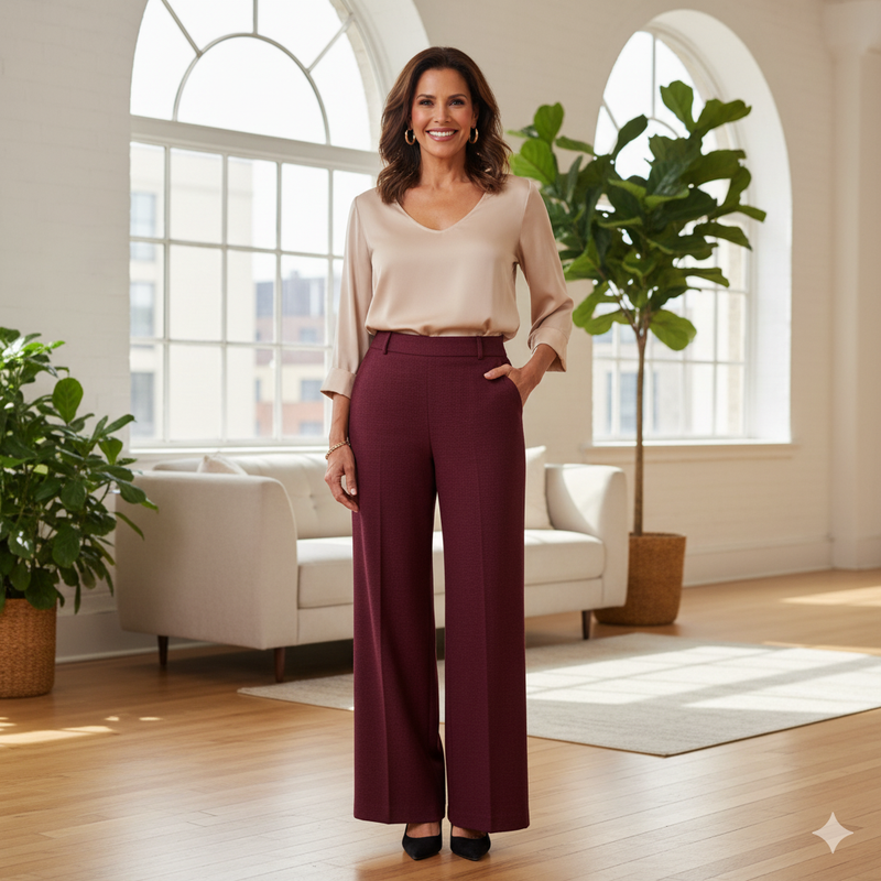 The Bordeaux Palazzo Pants by Molly Bracken