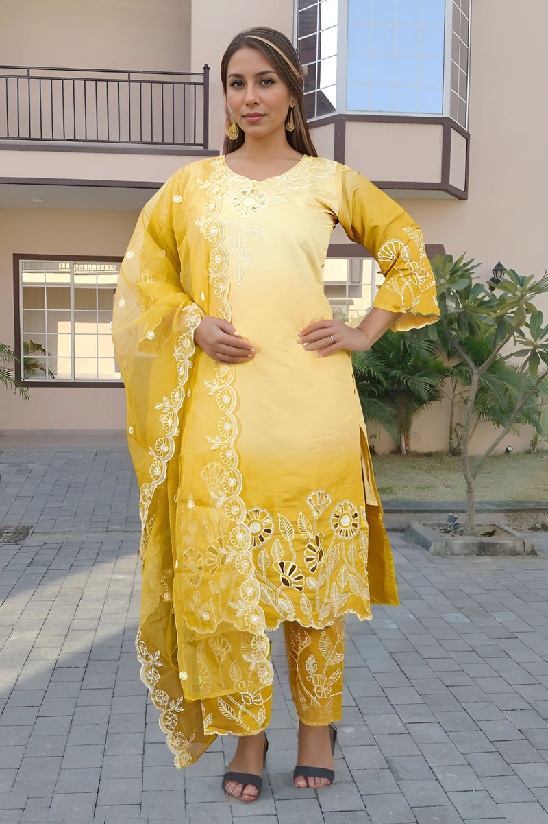 Dola Silk Salwar Suit in Yellow