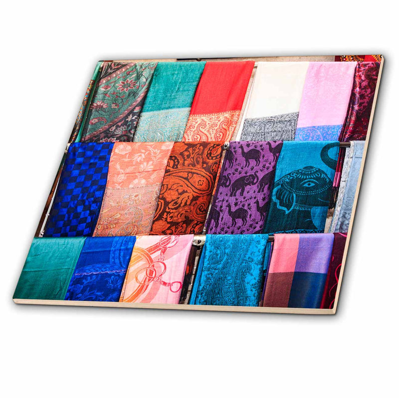 3dRose Dubai, UAE. Scarves for Sale in souks Across Dubai Creek. - Tiles (ct_329600)