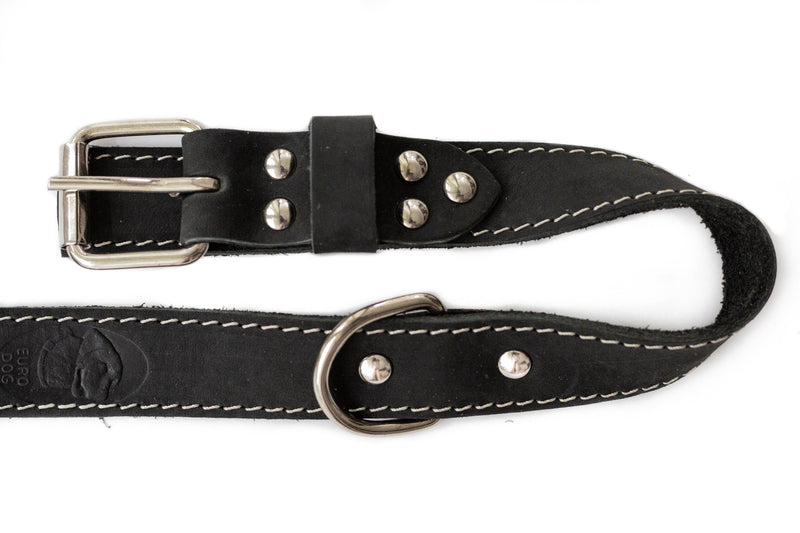 Traditional Style Leather Collar and Leash Set