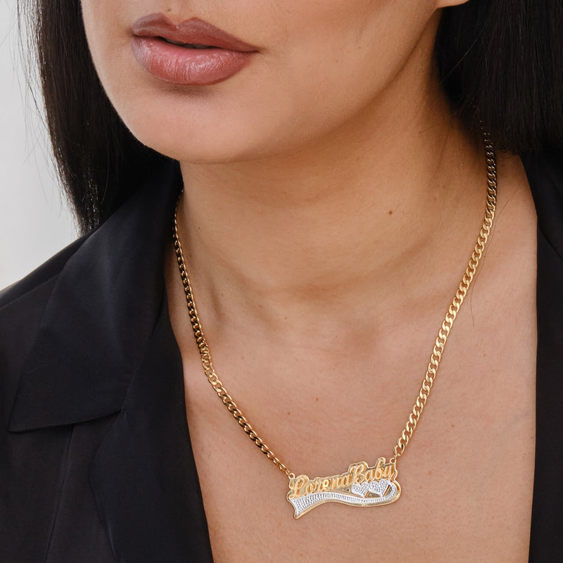 Double Plated Love Curve Name Necklace