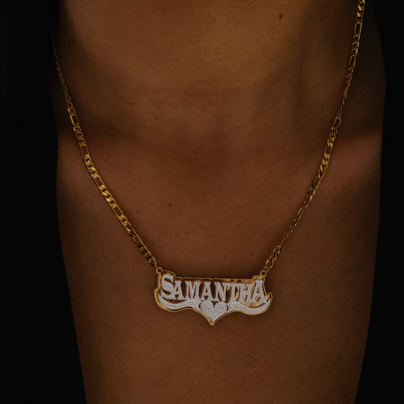 Double Plated HeartCrest Name Necklace