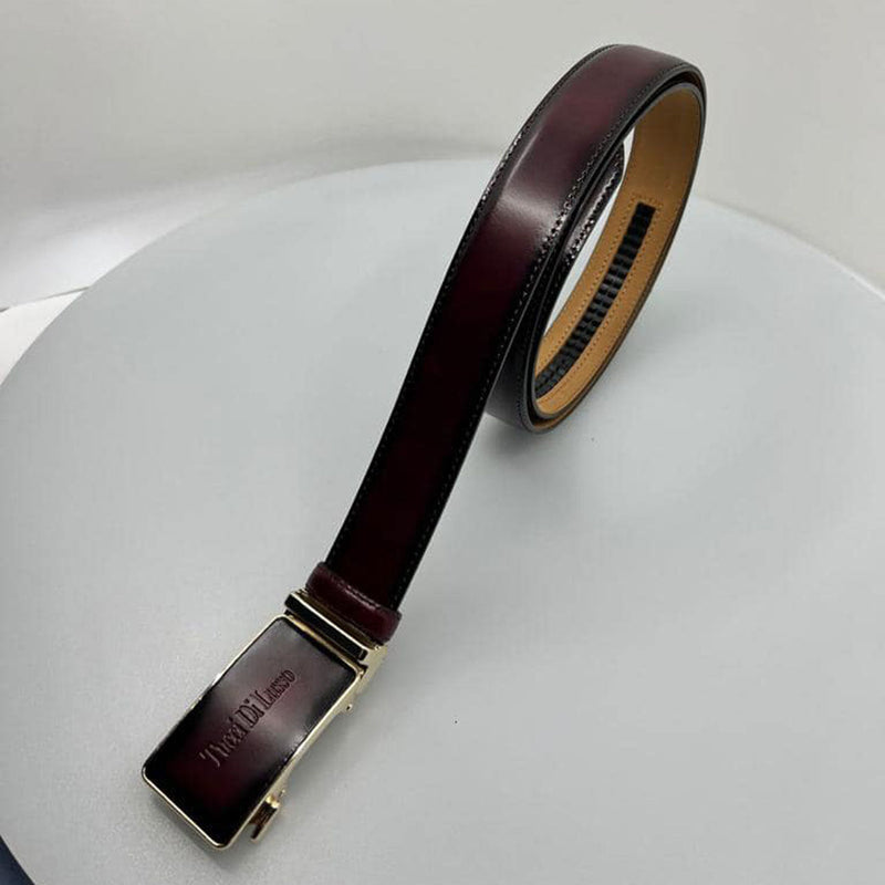 Burgundy Italian Leather Ratchet Belt for Men – Handmade Luxury Smart Belt