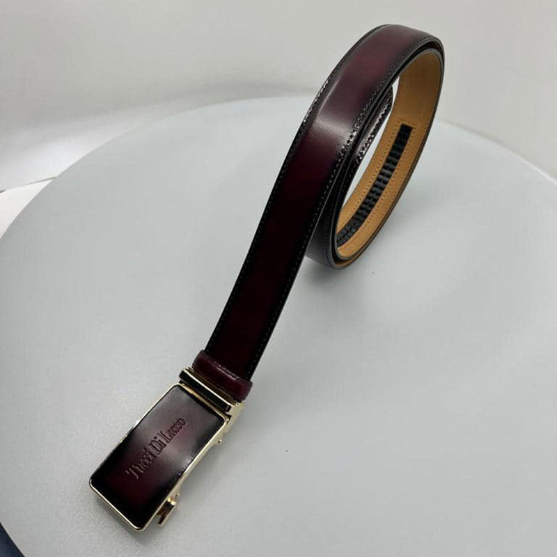 Burgundy Italian Leather Ratchet Belt for Men – Handmade Luxury Smart Belt