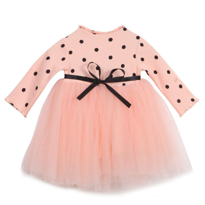 Princess Long sleeve Baby Girl Dress Newborn Infant Baby Girl Clothes WIth Bow And Dot Tutu Ball Gown Party Dresses Baby Kid Girl clothes In Elegant Style
