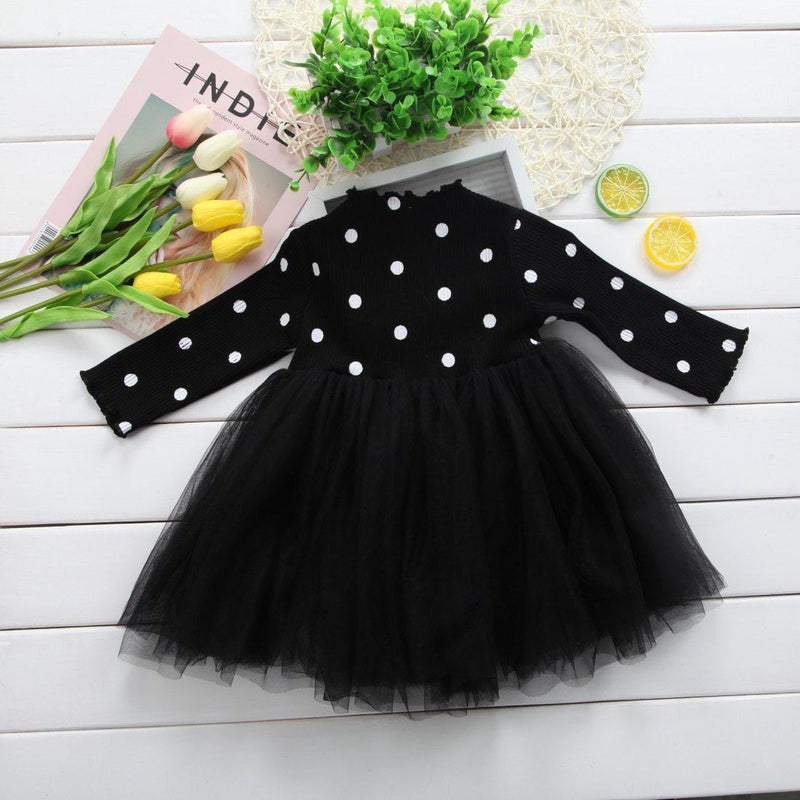 Princess Long sleeve Baby Girl Dress Newborn Infant Baby Girl Clothes WIth Bow And Dot Tutu Ball Gown Party Dresses Baby Kid Girl clothes In Elegant Style