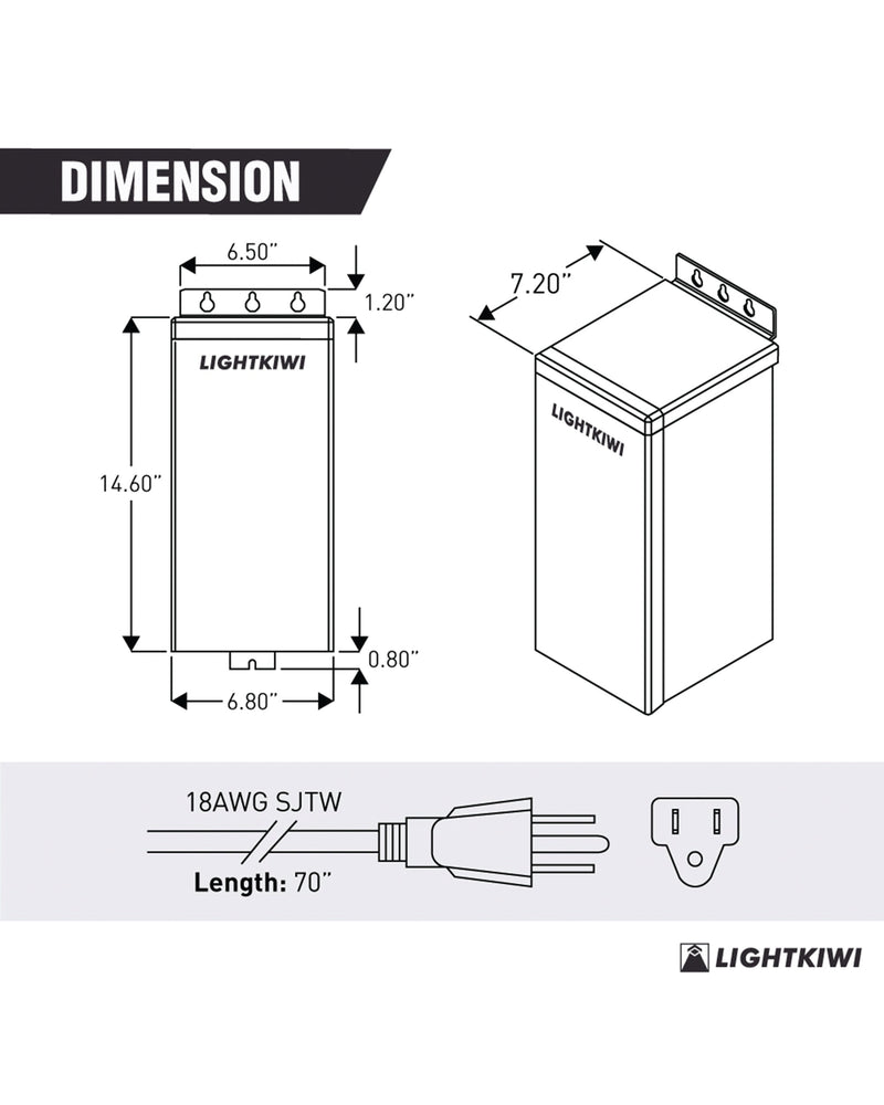 600W Landscape Transformer - Low Voltage Multi-Tap (12V-13V-14V-15V)