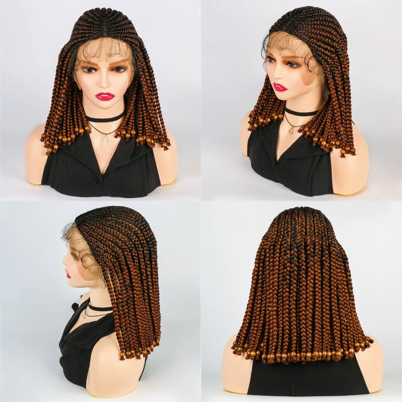 14" Short Braided Bob Wig | Lace Front | Heat Resistant | Black Women