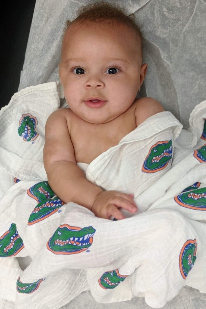 University of Florida Gators Muslin Swaddle Blanket – Soft Breathable 47x47 Baby Blanket – Officially Licensed UF Newborn Gift