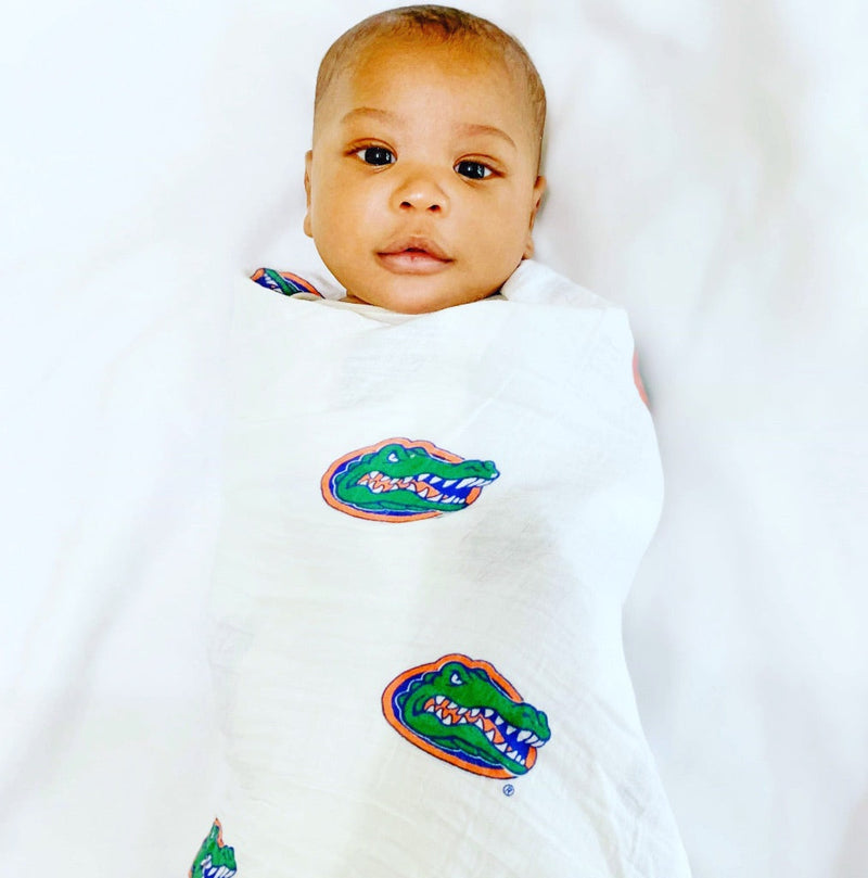 University of Florida Gators Muslin Swaddle Blanket – Soft Breathable 47x47 Baby Blanket – Officially Licensed UF Newborn Gift