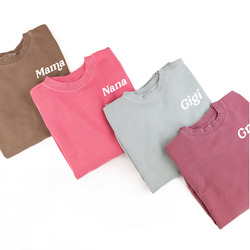 Embroidered PIGMENT Crewneck - (Pocket - White Thread) - *ITALIC* NAME