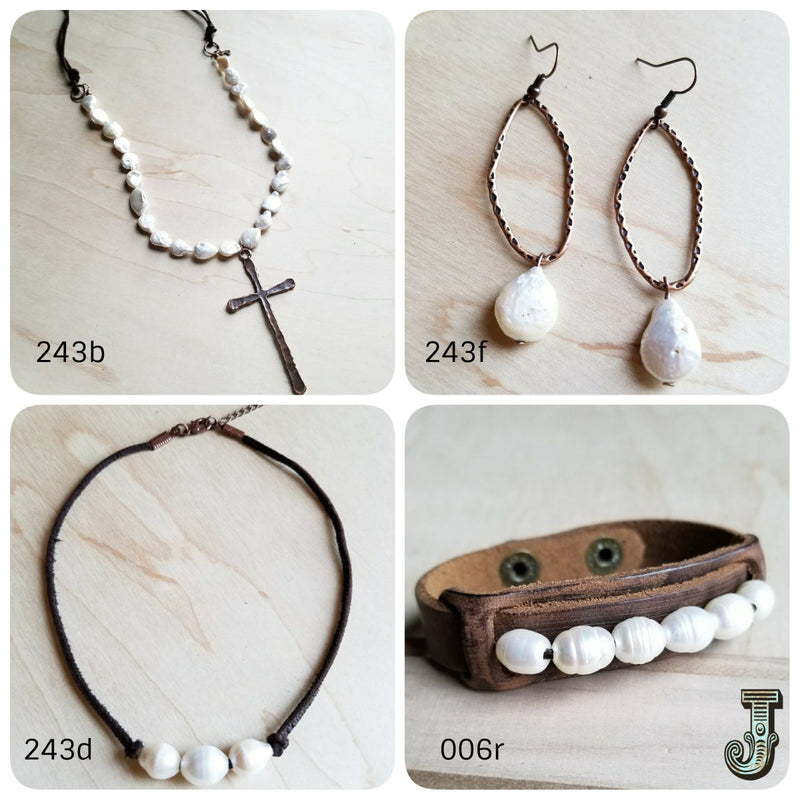 Triple Freshwater Pearl Brown Leather Choker Necklace 243d