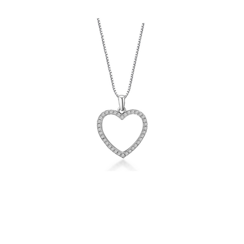 Crystal Heart Necklace with Cubic Zirconia Stones