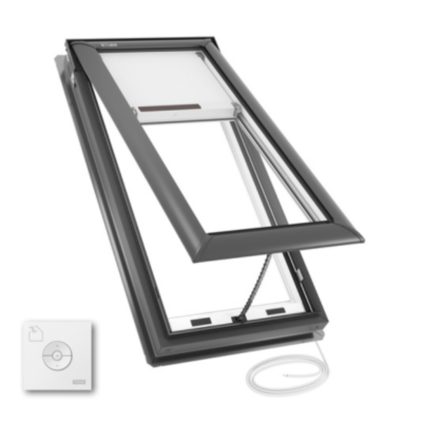 VELUX Electric Venting Deck Mount Skylight - White Solar Powered Shade