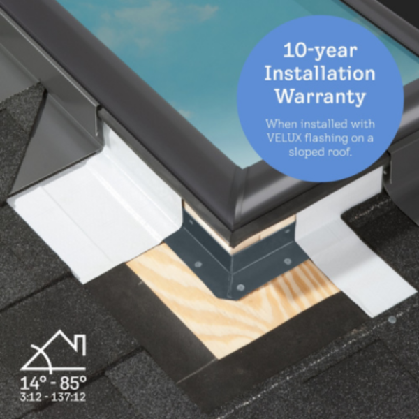 VELUX Electric Venting Deck Mount Skylight - White Solar Powered Shade