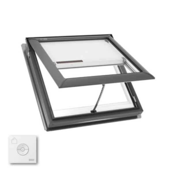 VELUX Manual Venting Deck Mount Skylight - White Solar Powered Shade
