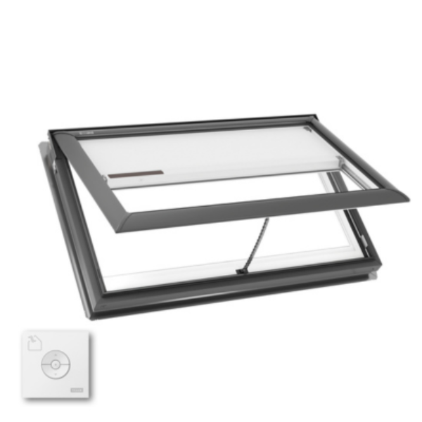 VELUX Manual Venting Deck Mount Skylight - White Solar Powered Shade
