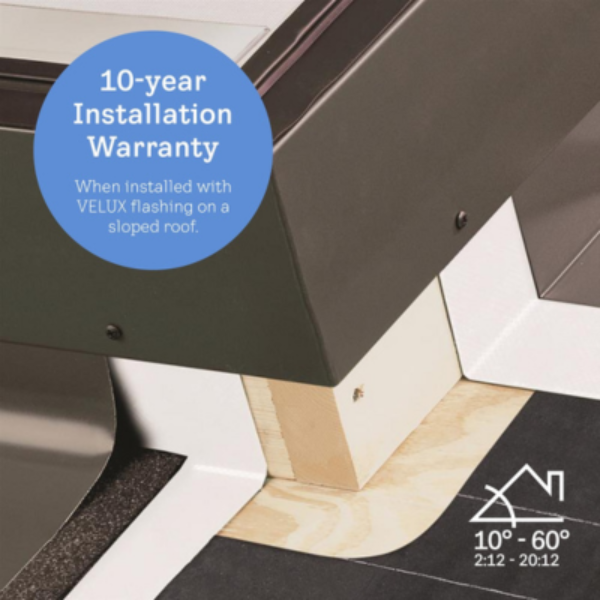 VELUX Manual Venting Curb Mount Skylight - White Solar Powered Shade