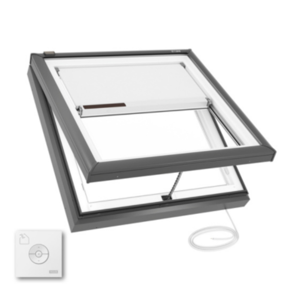 VELUX Electric Venting Curb Mount Skylight - White Solar Powered Shade