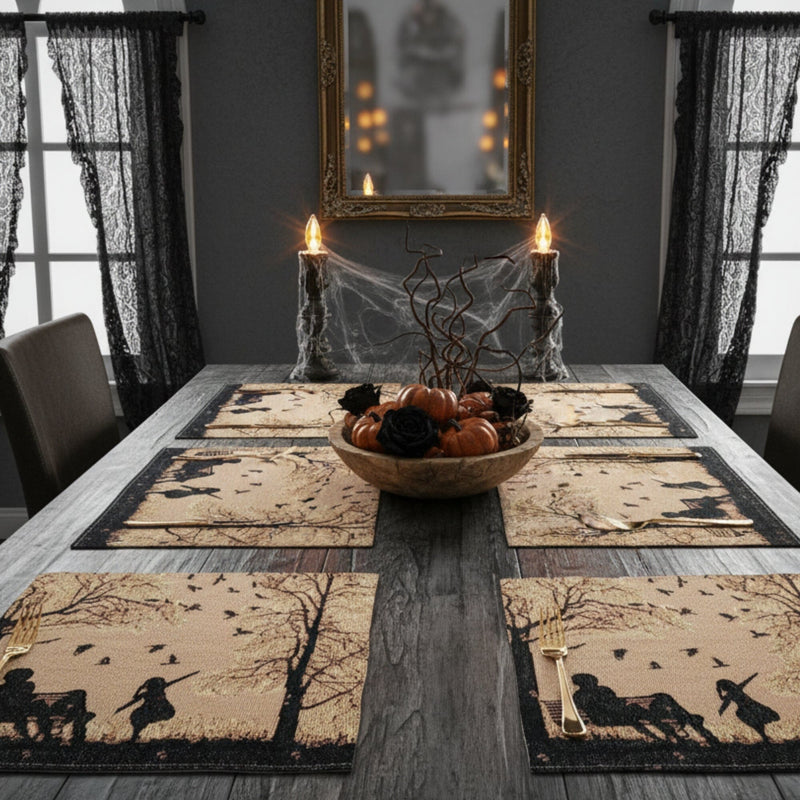DaDalogy Bedding Set of 4 Pieces Autumn Birds Blessing Tapestry Dining Placemats 13” x 19” (Thanksgiving)