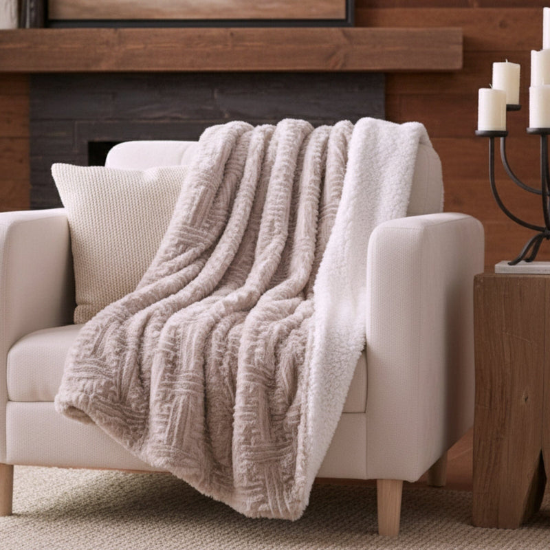 DaDalogy Lavender Grey Faux Fur Sherpa Throw Blanket