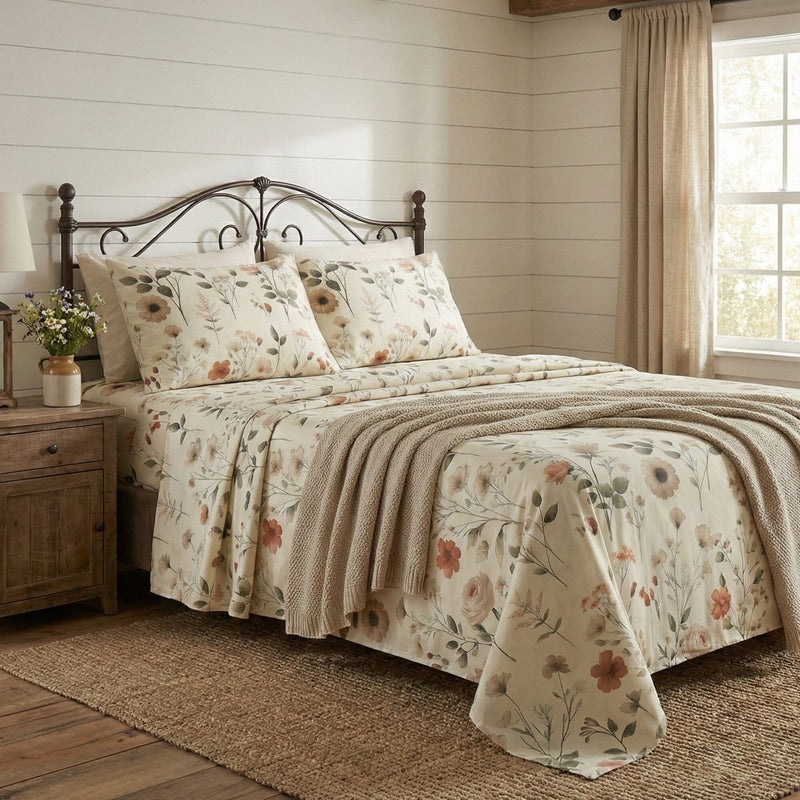DaDalogy Enchanted Meadow Floral Microfiber Sheet Set
