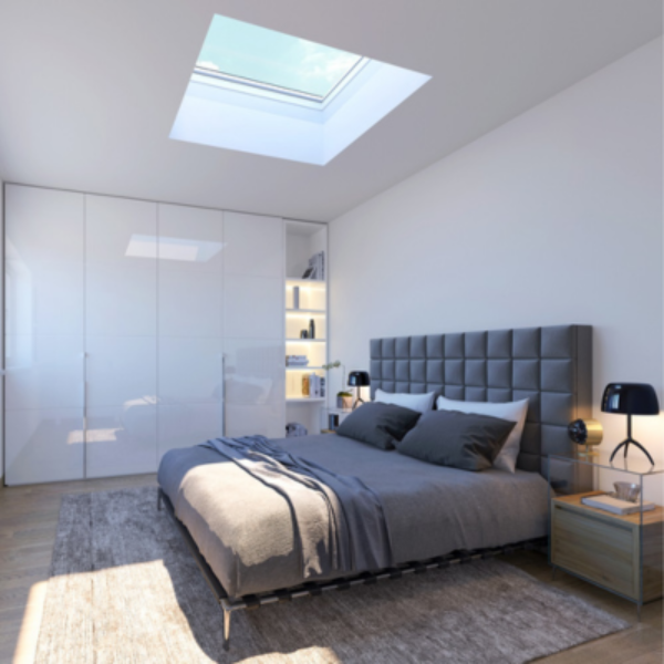 VELUX Fixed Self-Flashed Skylight Laminated LowE3 Glass - White Solar Powered Shade