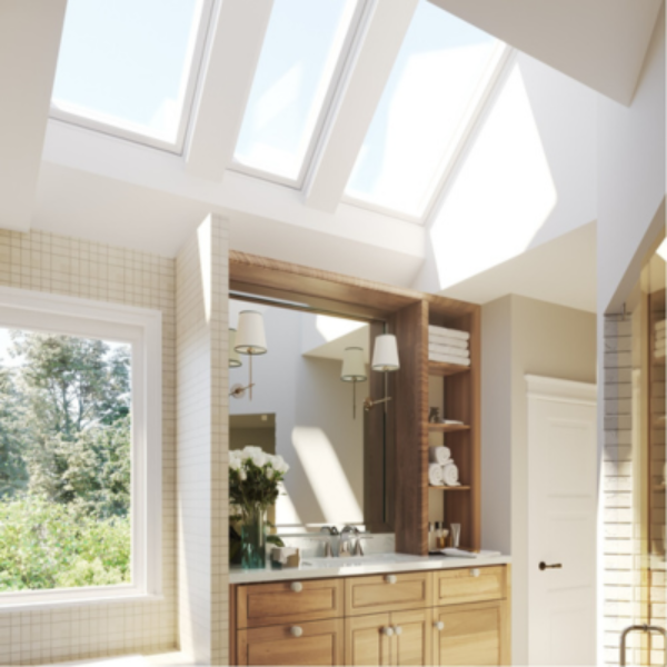 VELUX Fixed Curb Mount Skylight - White Solar Powered Shade